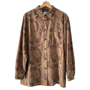 Vintage Sag Harbor Brown‎ Paisley Button Up Shirt Jacket 14